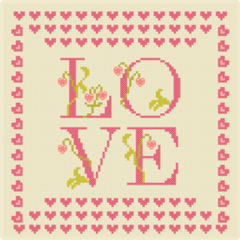 Cross Stitching Hearts Sticker