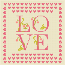 Cross Stitching Hearts Sticker