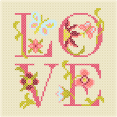Cross Stitching Love Sticker