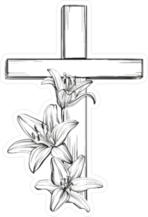 Cross With Blooming Lilies Illustration Sticker