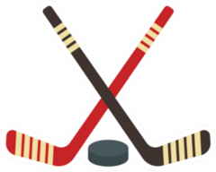 Crossed Hockey Sticks And Puck Icon Sticker