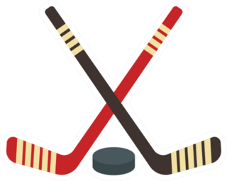 Crossed Hockey Sticks And Puck Icon Sticker
