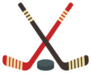 Crossed Hockey Sticks And Puck Icon Sticker
