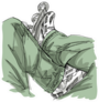 Crossed Legs In Rollerblades Sketch Sticker