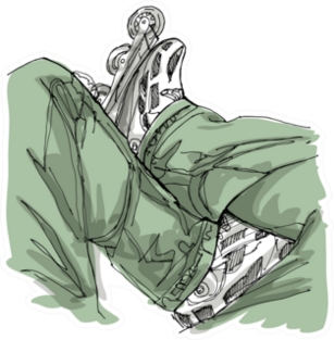 Crossed Legs In Rollerblades Sketch Sticker