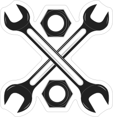 Crossed Wrench Racing Car Sticker