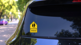 Crosswalk Ahead Sticker on a Rear Car Window (New) example