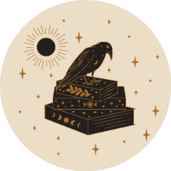 Crow And Magic Book Illustration Sticker