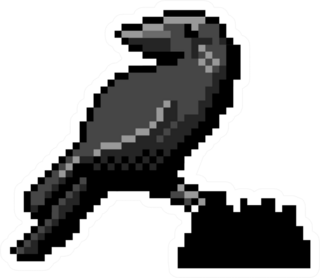 Crow Bird Cartoon 8bit Pixel Art Style Sticker
