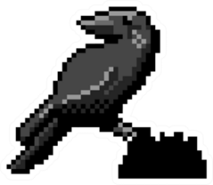 Crow Bird Cartoon 8bit Pixel Art Style Sticker