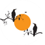 Crow Birds Couple Silhouettes On Branch On Sunset Illustration Sticker