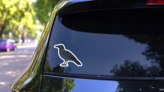 Crow Cartoon Sticker on a Rear Car Window (New) example