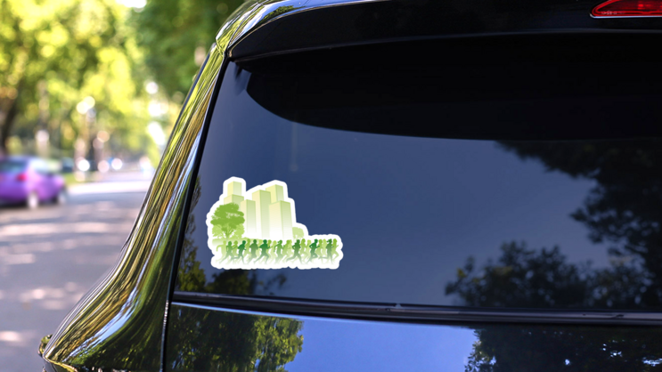 Crowd Of Young People Running A Marathon, City Sticker on a Rear Car Window (New) example
