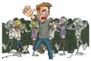 Crowd Of Zombies Pursue A Man Sticker