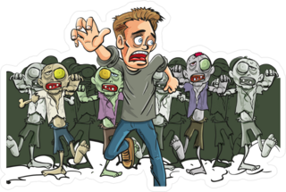 Crowd Of Zombies Pursue A Man Sticker