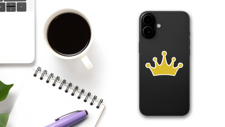 Crown Icon Vector Sticker on a Phone (New) example