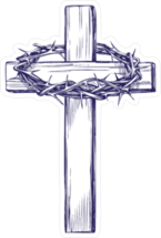 Crown Of Thorns and Wooden Cross Sticker
