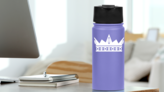 Crown With Circles And Diamonds Sticker on a Water Bottle (New) example