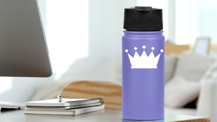 Crown With Diamond Tops Sticker on a Water Bottle (New) example