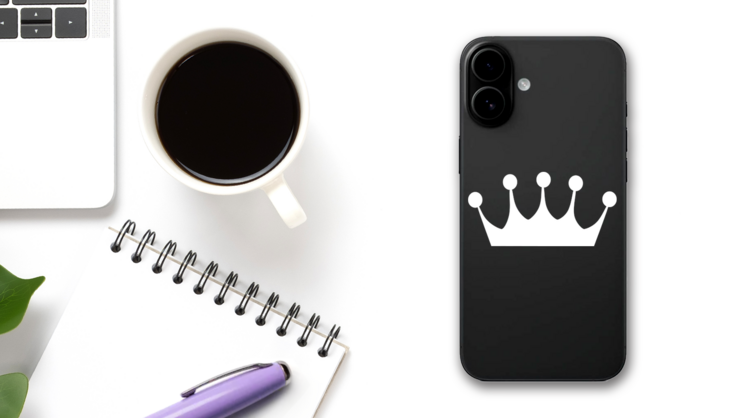 Crown With Round Tips Sticker on a Phone (New) example