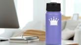 Crown With Two Dots On Tips Sticker on a Water Bottle (New) example