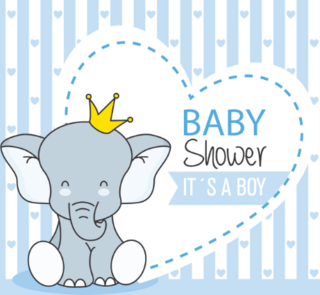 Crowned Baby Boy Elephant Sticker