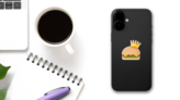 Crowned Burger Sticker on a Phone (New) example