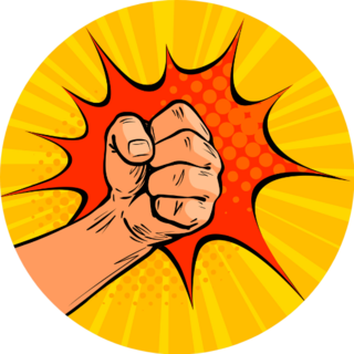 Crushing Blow Or Strong Punch Drawn In Pop Art Sticker