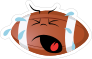Crying Football Cartoon Sticker