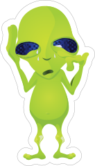 Crying Green Alien Sticker