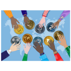 Crypto Currency Around the World Sticker