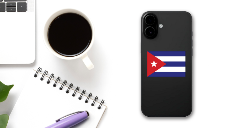 Cuba Flag Sticker on a Phone (New) example