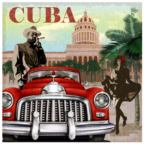 Cuba Retro Poster Sticker