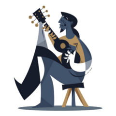 Cubism Art Guitar Player Sticker