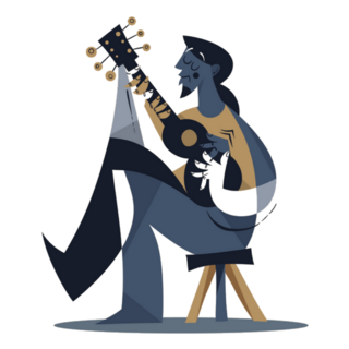 Cubism Art Guitar Player Sticker
