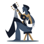 Cubism Art Guitar Player Sticker