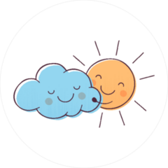 Cuddling Cloud and Sun Sticker