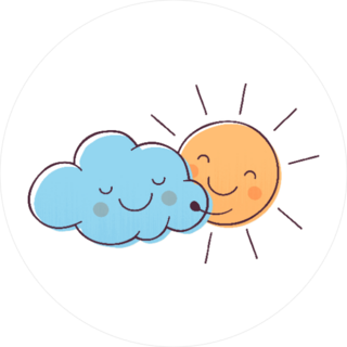 Cuddling Cloud and Sun Sticker