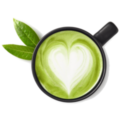 Cup Of Matcha Tea With Heart Sticker