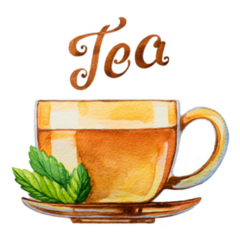 Cup Of Tea Watercolor Lettering Sticker
