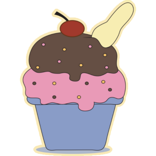 Cupcake With Cherry Ice Cream Sticker