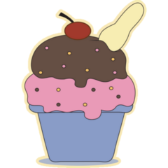Cupcake With Cherry Ice Cream Sticker