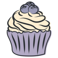Cupcake With Cream And Blueberries Sticker