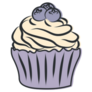Cupcake With Cream And Blueberries Sticker