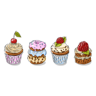 Cupcakes And Donuts Delicious Doodles Sticker 