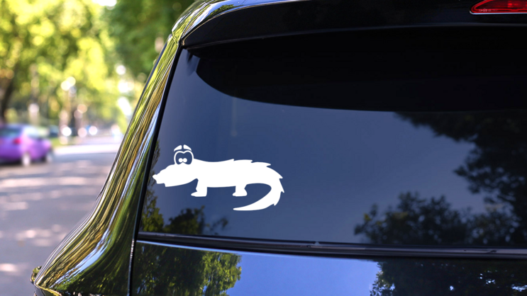Curious Alligator Crocodile Sticker on a Rear Car Window (New) example