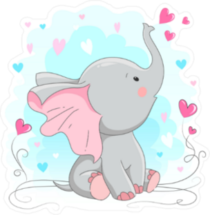 Curious Baby Elephant Sticker