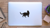 Curious Cat Looking Back Sticker on a Laptop (New) example