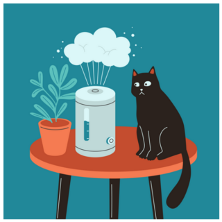 Curious Cat with Plant Humidifier Sticker