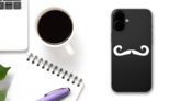 Curled Mustache Sticker on a Phone (New) example